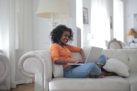 Woman working remotely